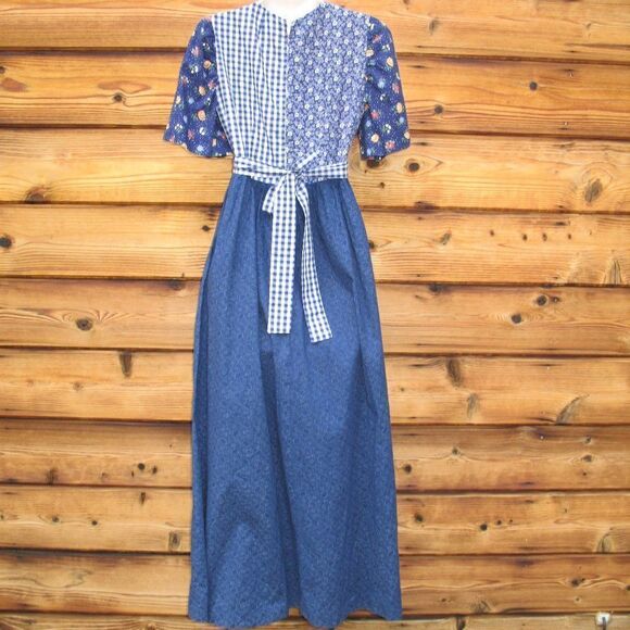 Vintage 70's Blue Prairie Dress - Picture 6 of 8